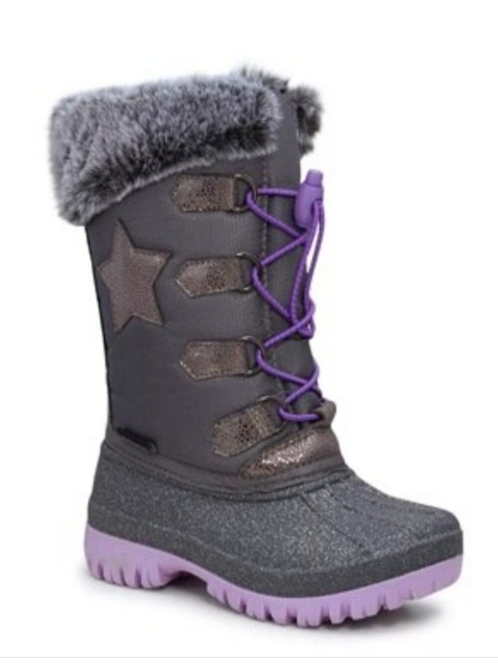 Elements Youth Girls Waterproof Star Pac Winter Boots Size 5 Grey Insulated